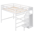 Full Size Loft Bed with Built-in Storage Wardrobe and Staircase