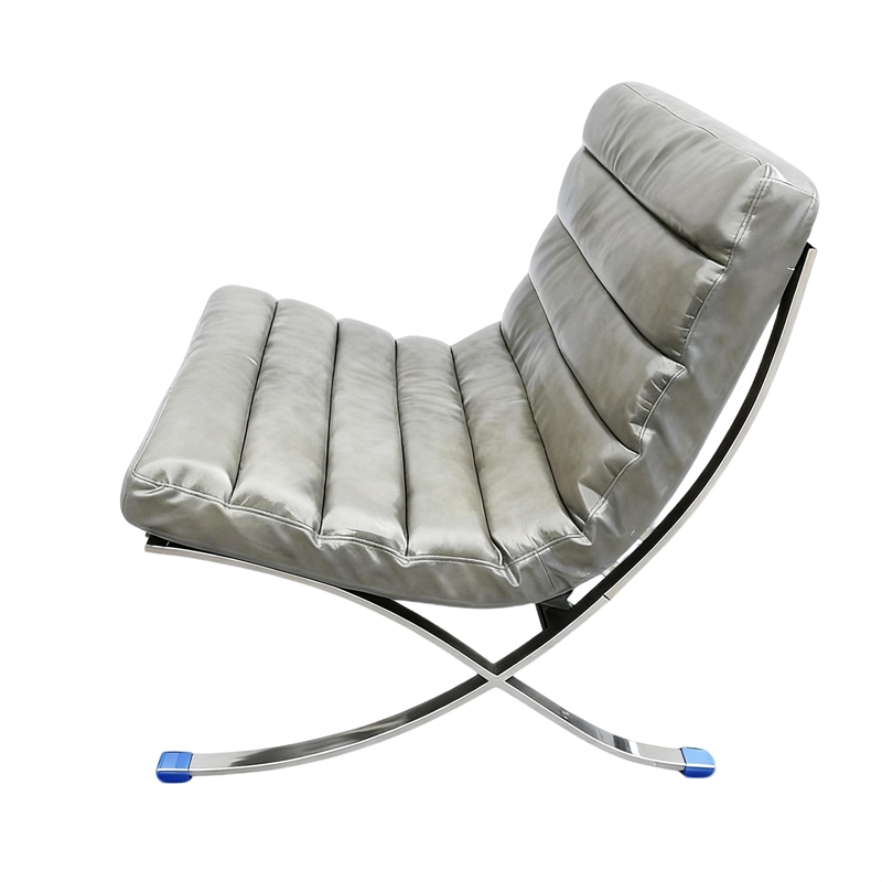 CRO Decor 29.3'' W Genuine Leather Accent Lounge Chair(Grey)