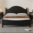 CRO Decor Traditional Concise Style Black Solid Wood Platform Queen Bed