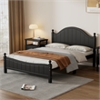 CRO Decor Traditional Concise Style Black Solid Wood Platform Queen Bed