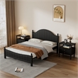 CRO Decor Traditional Concise Style Black Solid Wood Platform Queen Bed