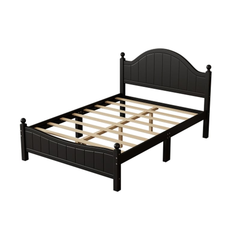 CRO Decor Bedroom Sets Traditional  Wood Queen Bed with 2 Nightstands Black