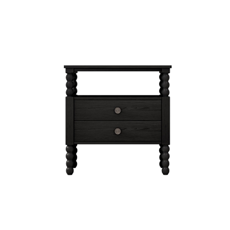 CRO Decor Bedroom Sets Traditional  Wood Queen Bed with 2 Nightstands Black