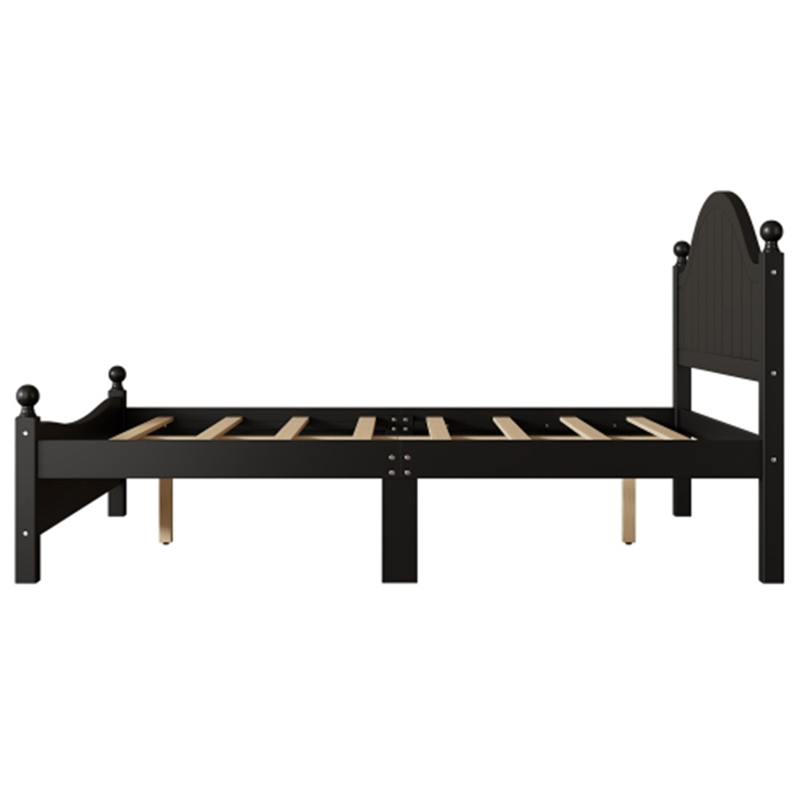 CRO Decor Bedroom Sets Traditional  Wood Queen Bed with 2 Nightstands Black