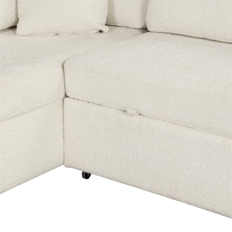 CRO Decor Segmented Pull-Out Convertible Sofa Bed with Storage Footstool
