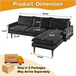 CRO Decor Modern Style Cashmere L-shaped Convertible Combination Sofa with Black