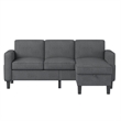 CRO Decor Dark Gray Modern Style Soft Cushion L-shaped Flippable Segmented Sofa