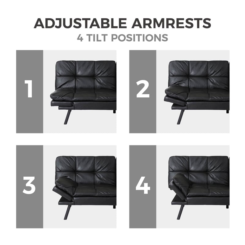 CRO Decor Convertible Memory Sponge Modern Folding Sofa Bed with Black