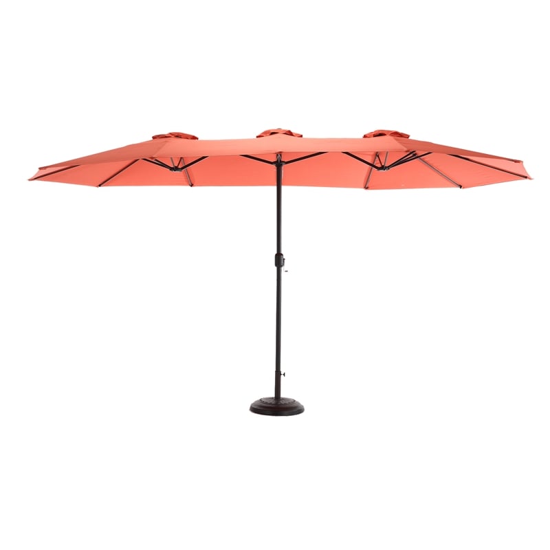 CRO Decor 14.8 Ft Orange outdoor terrace large rectangular double-sided umbrella