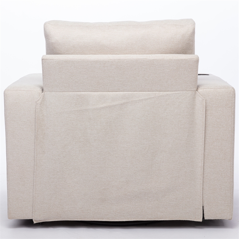 CRO Decor Modern White Velvet 90-degree Swivel Single Sofa Chair