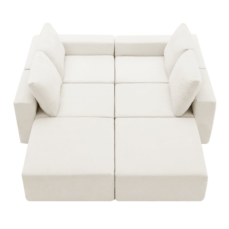 CRO Decor White Luxury Chenille Velvet U-shaped Combination Floor Sofa