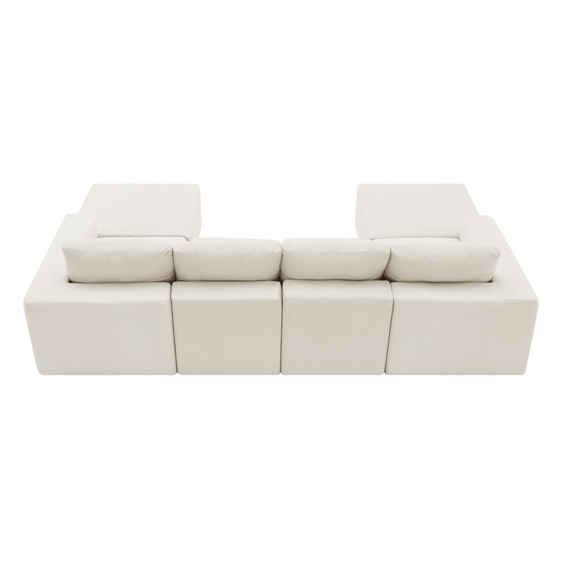 CRO Decor White Luxury Chenille Velvet U-shaped Combination Floor Sofa