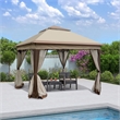 CRO Decor Outdoor Pop up Detachable Zipper Mesh Coffee Color Pavilion Canopy