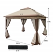 CRO Decor Outdoor Pop up Detachable Zipper Mesh Coffee Color Pavilion Canopy
