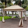 CRO Decor Outdoor Pop up Detachable Zipper Mesh Coffee Color Pavilion Canopy