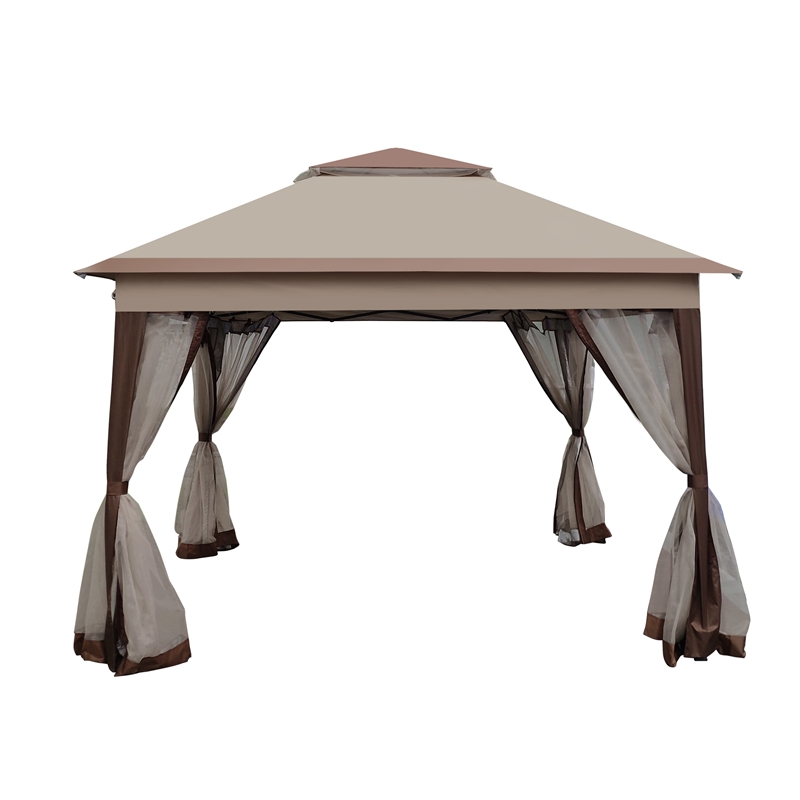 CRO Decor Outdoor Pop up Detachable Zipper Mesh Coffee Color Pavilion Canopy