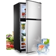 CRO Decor 3.5 Cubic Feet Compact Steel Mini Silver Color Refrigerator