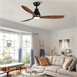 CRO Decor 52 In. Wood Grain Blades Intergrated LED Ceiling Fan with Black Brown