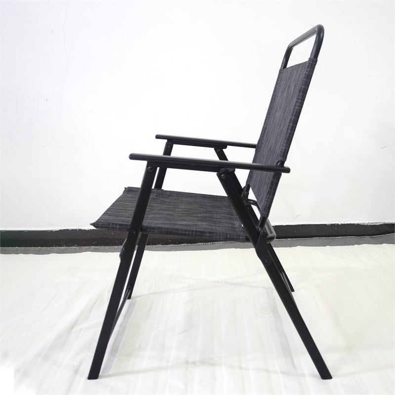 CRO Decor Black Metal Terrace Furniture Table and Chair Set with Umbrella