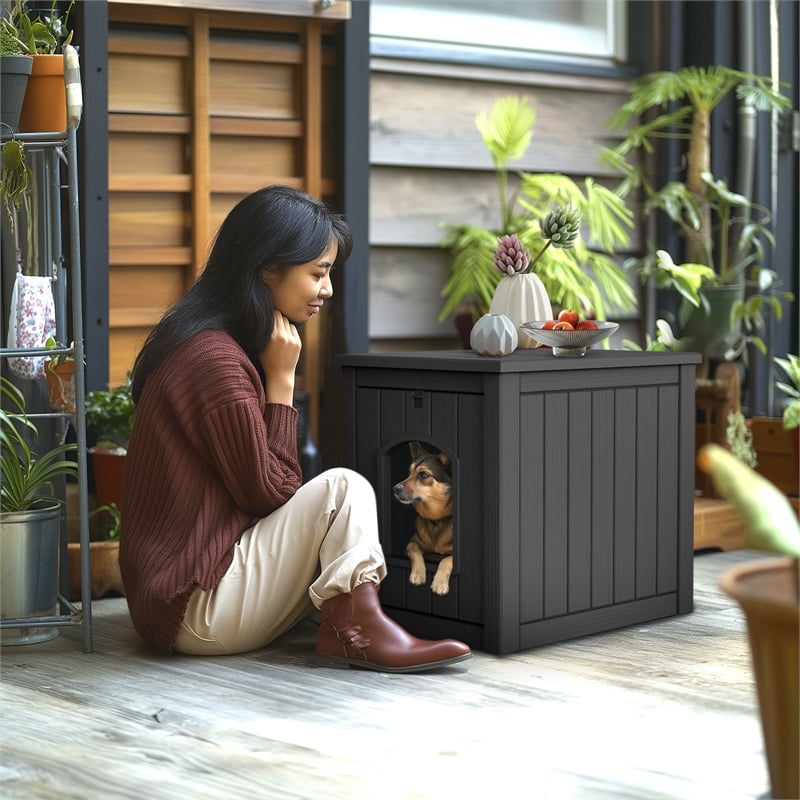 CRO Decor Black Outdoor Pet House Suitable for Small and Meium-sized Pets