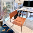 CRO Decor Modern Faux Leather Stainless Steel Chair with Two-piece Set in Amber