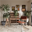 CRO Decor Modern Faux Leather Stainless Steel Chair with Two-piece Set in Amber