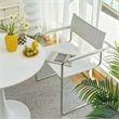 CRO Decor Modern Faux Leather Stainless Steel Chair with Two-piece Set in White