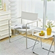 CRO Decor Modern Faux Leather Stainless Steel Chair with Two-piece Set in White