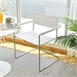 CRO Decor Modern Faux Leather Stainless Steel Chair with Two-piece Set in White