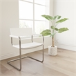 CRO Decor Modern Faux Leather Stainless Steel Chair with Two-piece Set in White