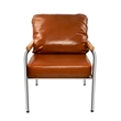 Faux Leather Armchair Stainless Steel Frame-Brown (1 Love Seat & 1 Accent Chair)