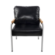 Faux Leather Armchair Stainless Steel Frame-Black (1 Love Seat & 1 Accent Chair)