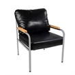 Faux Leather Armchair Stainless Steel Frame-Black (1 Love Seat & 1 Accent Chair)