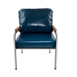 Faux Leather Armchair Stainless Steel Frame-Blue (1 Love Seat & 1 Accent Chair)
