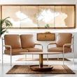CRO Decor Stainless Steel Leather Sofa (1pc) - Brown