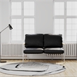 CRO Decor Stainless Steel Leather Sofa (2pc) - Black