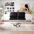 CRO Decor Stainless Steel Leather Sofa (2pc) - Black