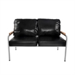 CRO Decor Stainless Steel Leather Sofa (2pc) - Black
