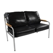 CRO Decor Stainless Steel Leather Sofa (2pc) - Black