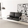 CRO Decor Stainless Steel Leather Sofa (2pc) - Black