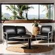 CRO Decor Stainless Steel Leather Sofa (2pc) - Black