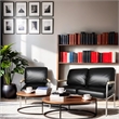 CRO Decor Stainless Steel Leather Sofa (2pc) - Black