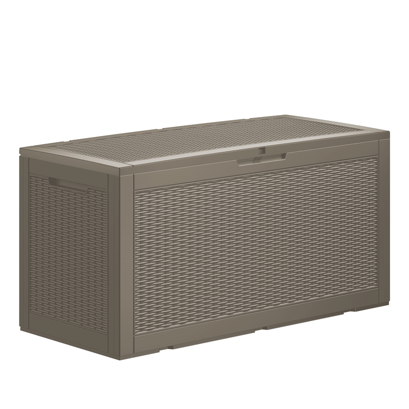 CRO Decor 100gal Resin Water Resistant Patio Storage Box with Rattan Pattern