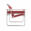 Saddle Leather Armchair Stainless Steel Frame Accent Chair - Red