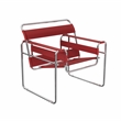 Saddle Leather Armchair Stainless Steel Frame Accent Chair - Red