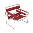 Saddle Leather Armchair Stainless Steel Frame Accent Chair - Red