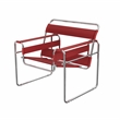Saddle Leather Armchair Stainless Steel Frame Accent Chair - Red