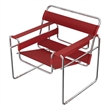 Saddle Leather Armchair Stainless Steel Frame Accent Chair - Red