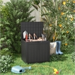 30-Gallon Weatherproof Outdoor Storage Box with Woodgrain Finish - Black Resin