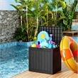 30-Gallon Weatherproof Outdoor Storage Box with Woodgrain Finish - Black Resin